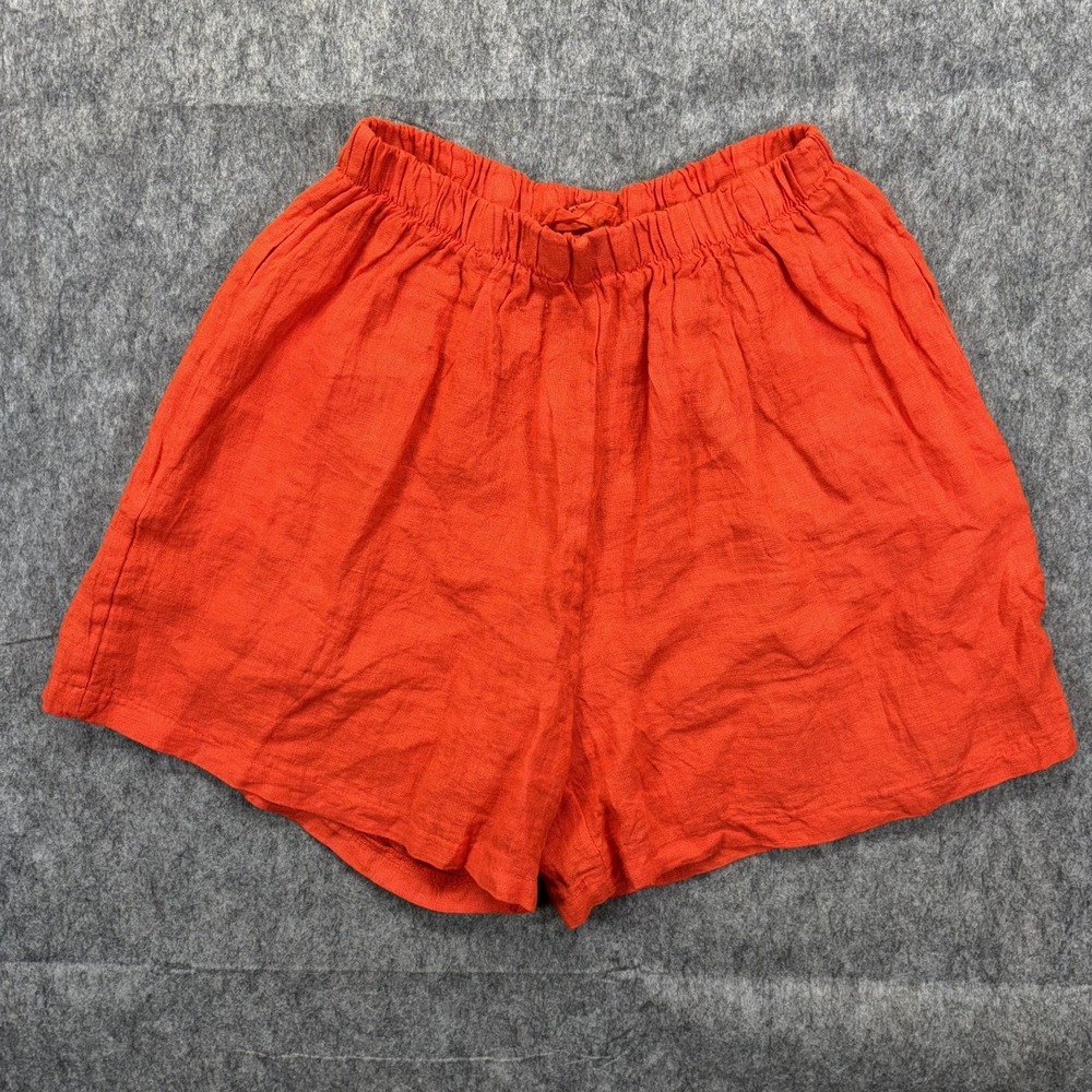 Marche Los Angeles Zion Shorts 100% Linen Women's One Size Papaya Orange Italy